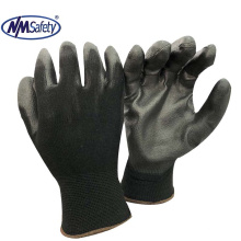 NMSAFETY black PU palm coated work gloves CE 4131X